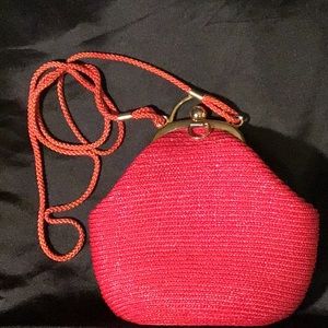 Vintage 1980s Red La Regale Straw Purse